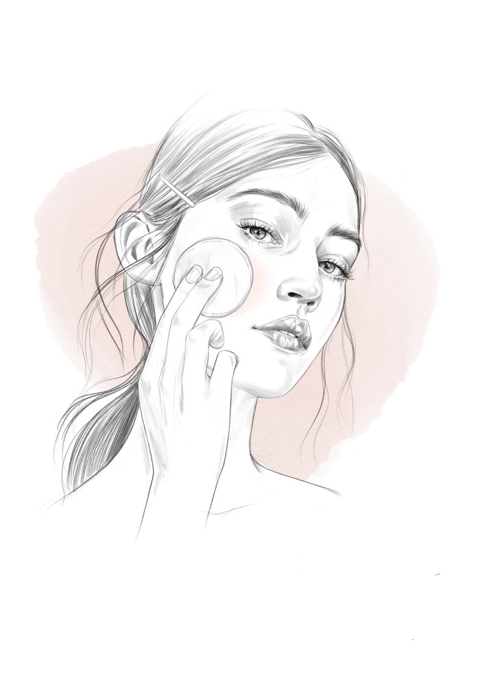 Depicting of girl applying beauty product