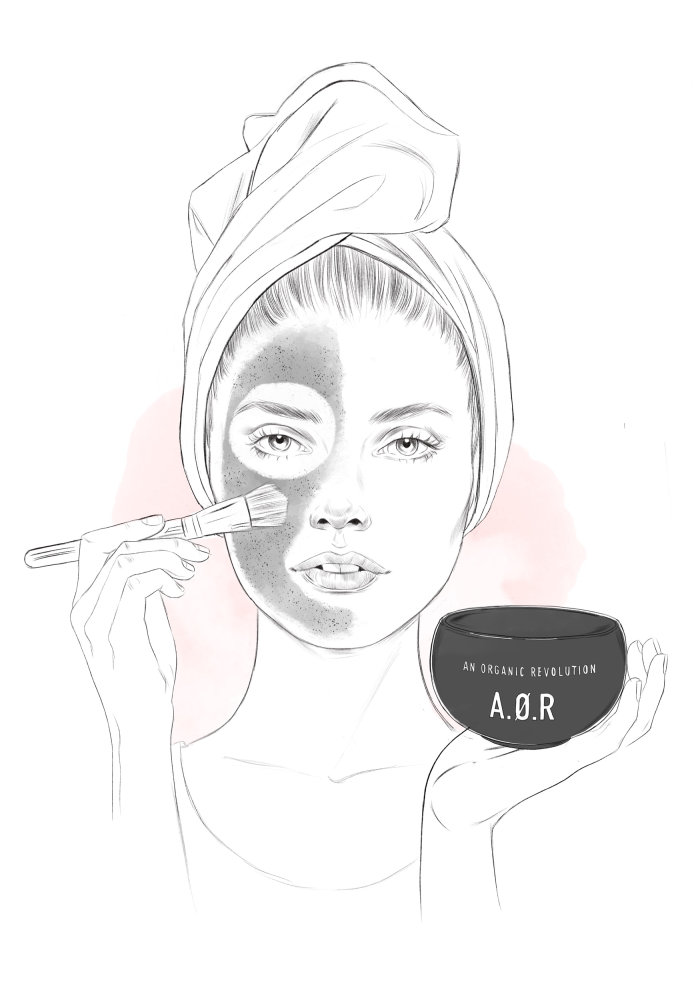 Ilustração de moda do kit de maquiagem Aor
