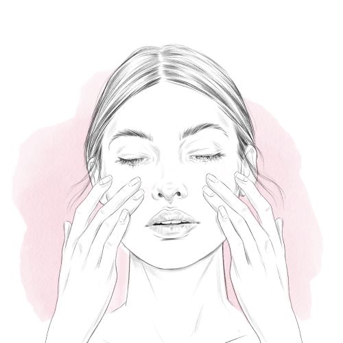 Fashion illustration of face massage 