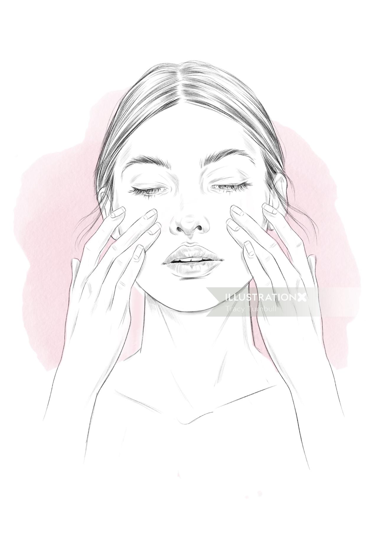Illustration de mode de massage du visage