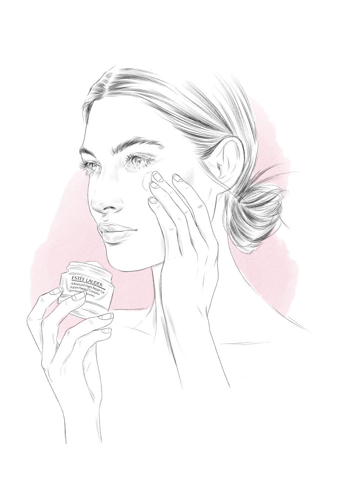 Line drawing as part of Estee Lauder Promotion
