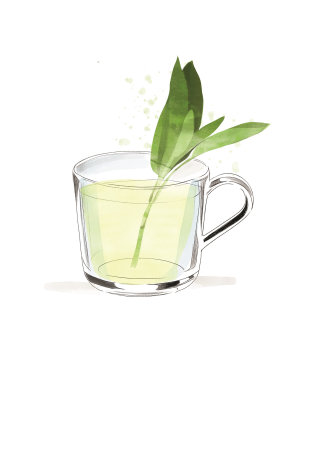 Dibujo lineal de taza de té