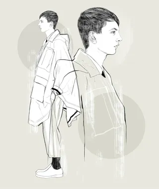 Ilustração de arte linear da moda masculina 