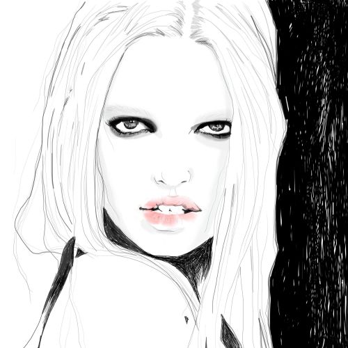 line art of Black eyed girl