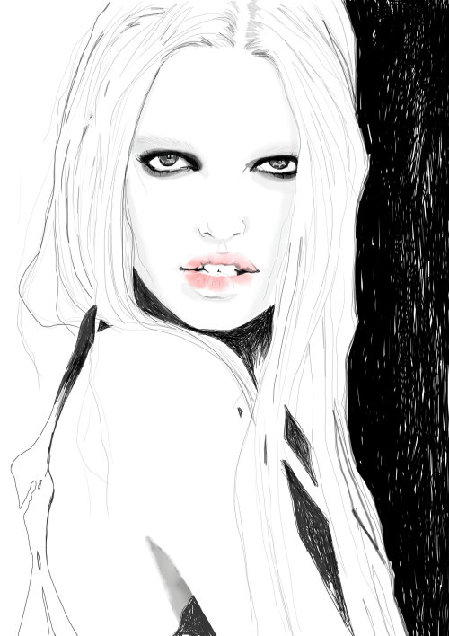line art of Black eyed girl