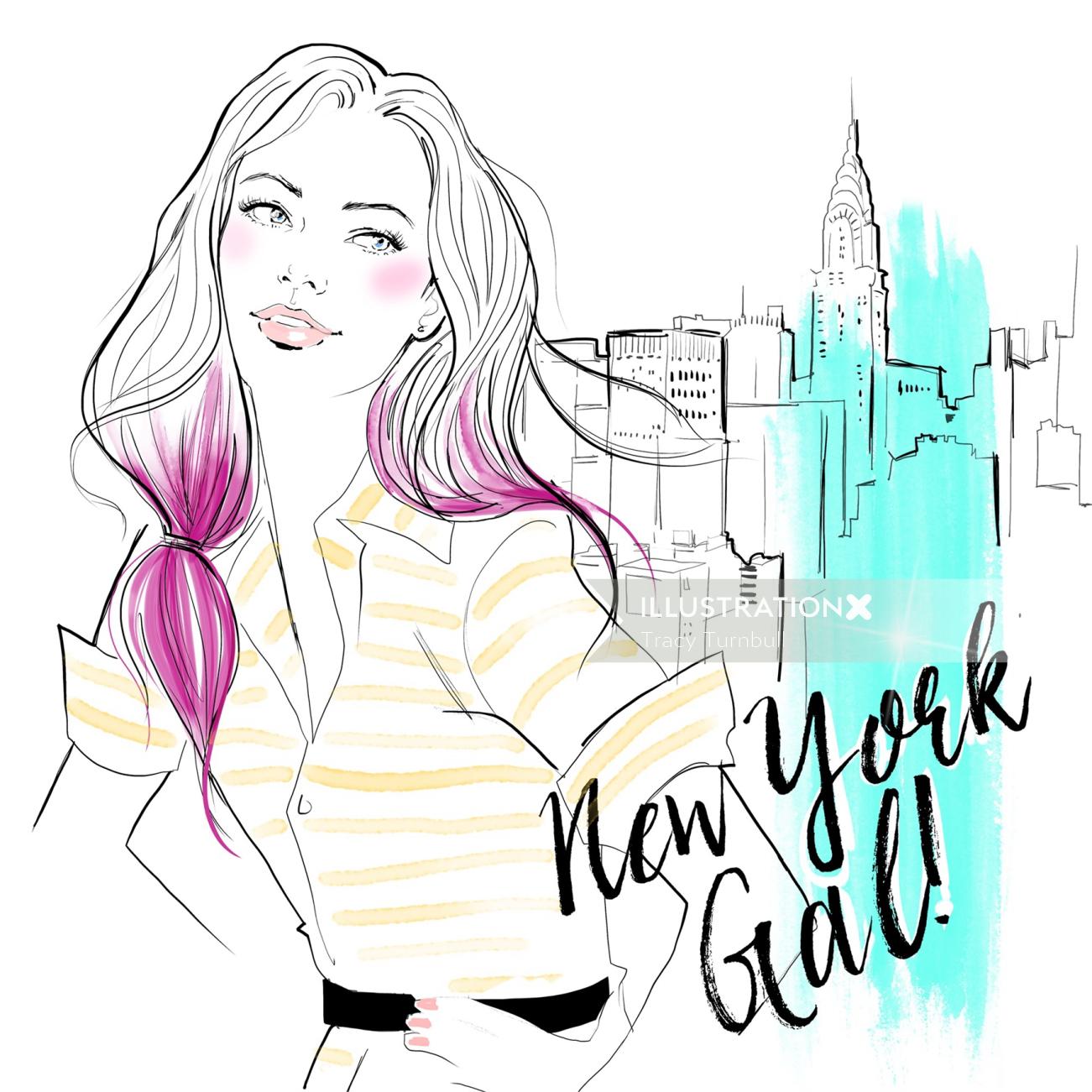 illustration de mode d&#39;une fille de New York