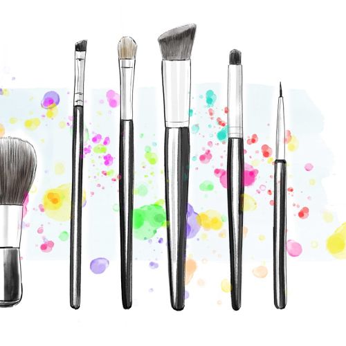Illustration of Makeup brushes kit