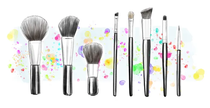 Illustration of Makeup brushes kit