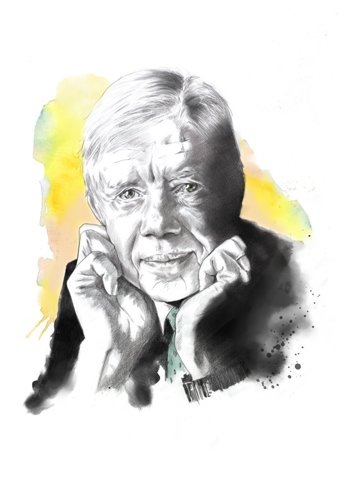 Painterly artwork of Jimmy Carter