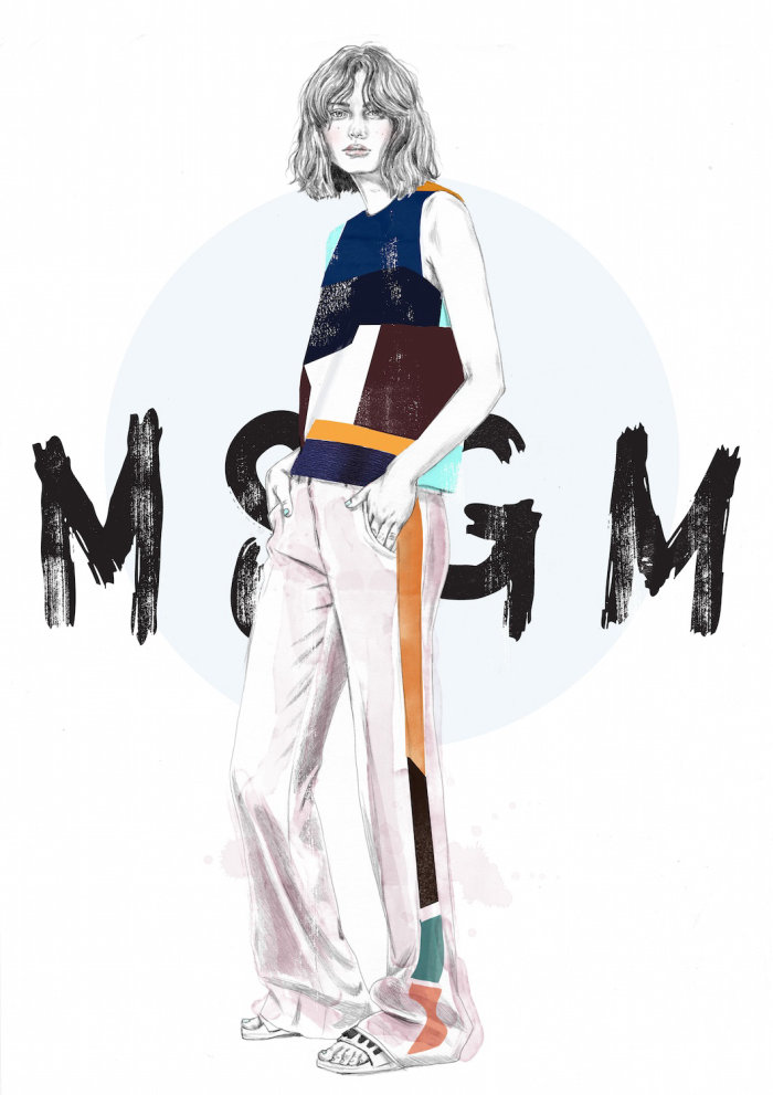 MSGM men's fashion costume illustration