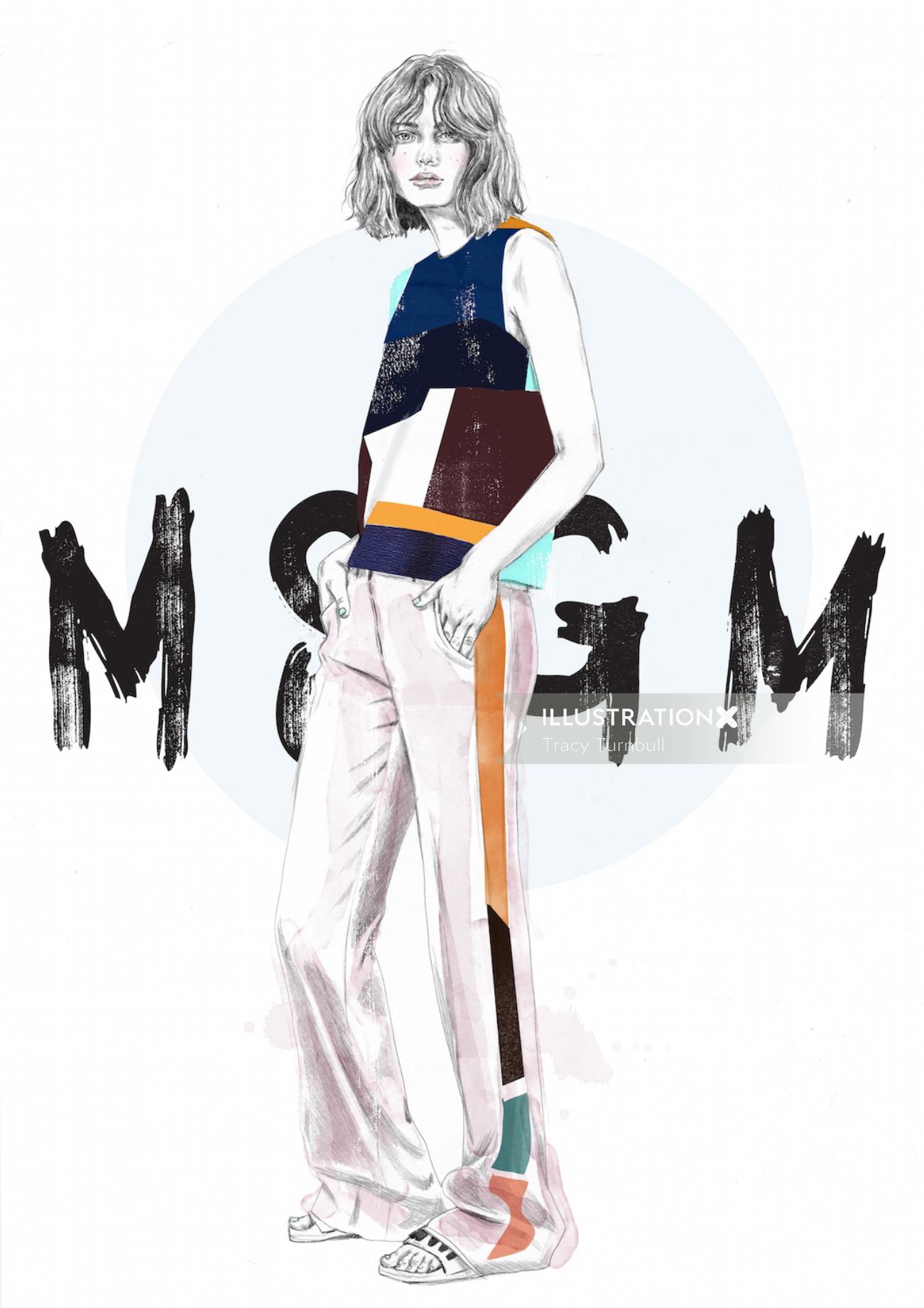 Illustration de costume de mode pour hommes MSGM