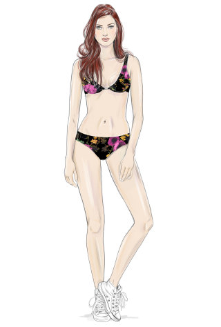 illustration of trendy lingerie model