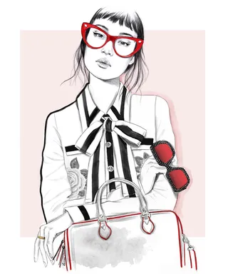 Black and White artwork of a Geek chick by Tracy Turnbull