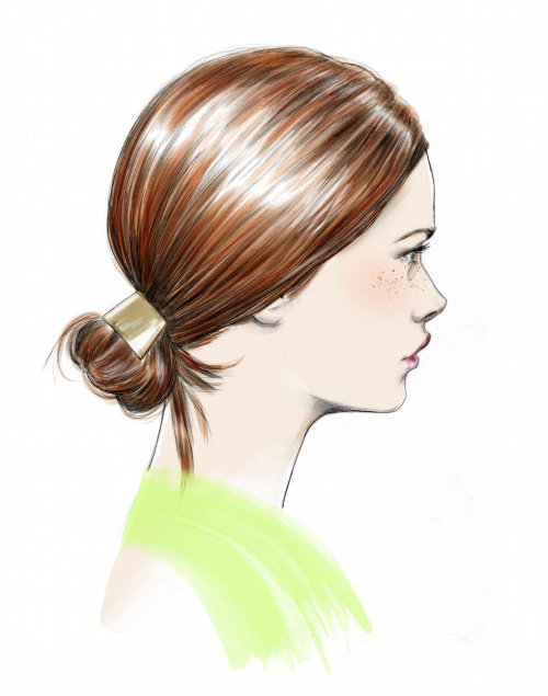 ilustração do rosto da menina com cabelo amarrado