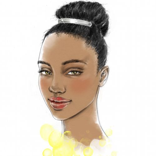 Beauty illustration of dark women with hair tied up