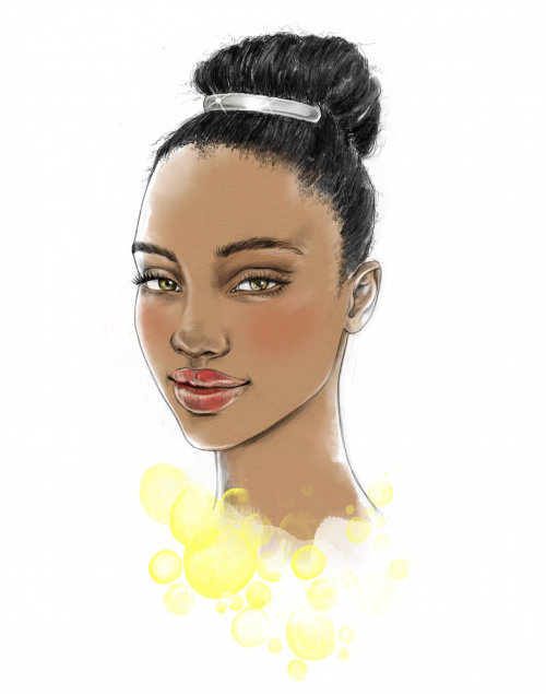 Beauty illustration of dark women with hair tied up