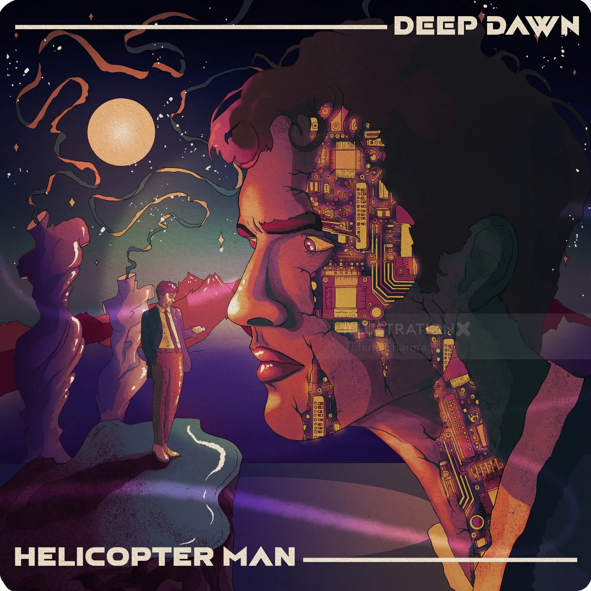 Album cover for Helicopter Man by Deep Dawn music group