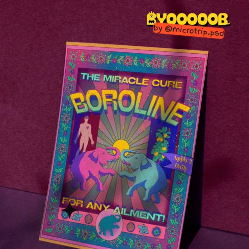 Vintage Boroline antiseptic cream poster with colorful illustrations by Tuhina Sharma