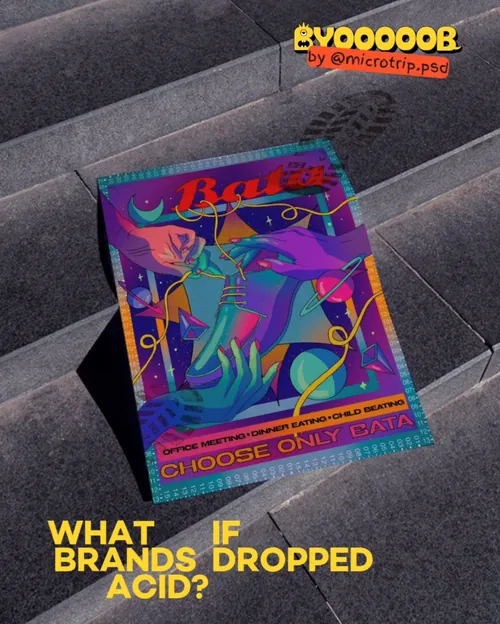 Promotion poster of Bata with futuristic design on stairs