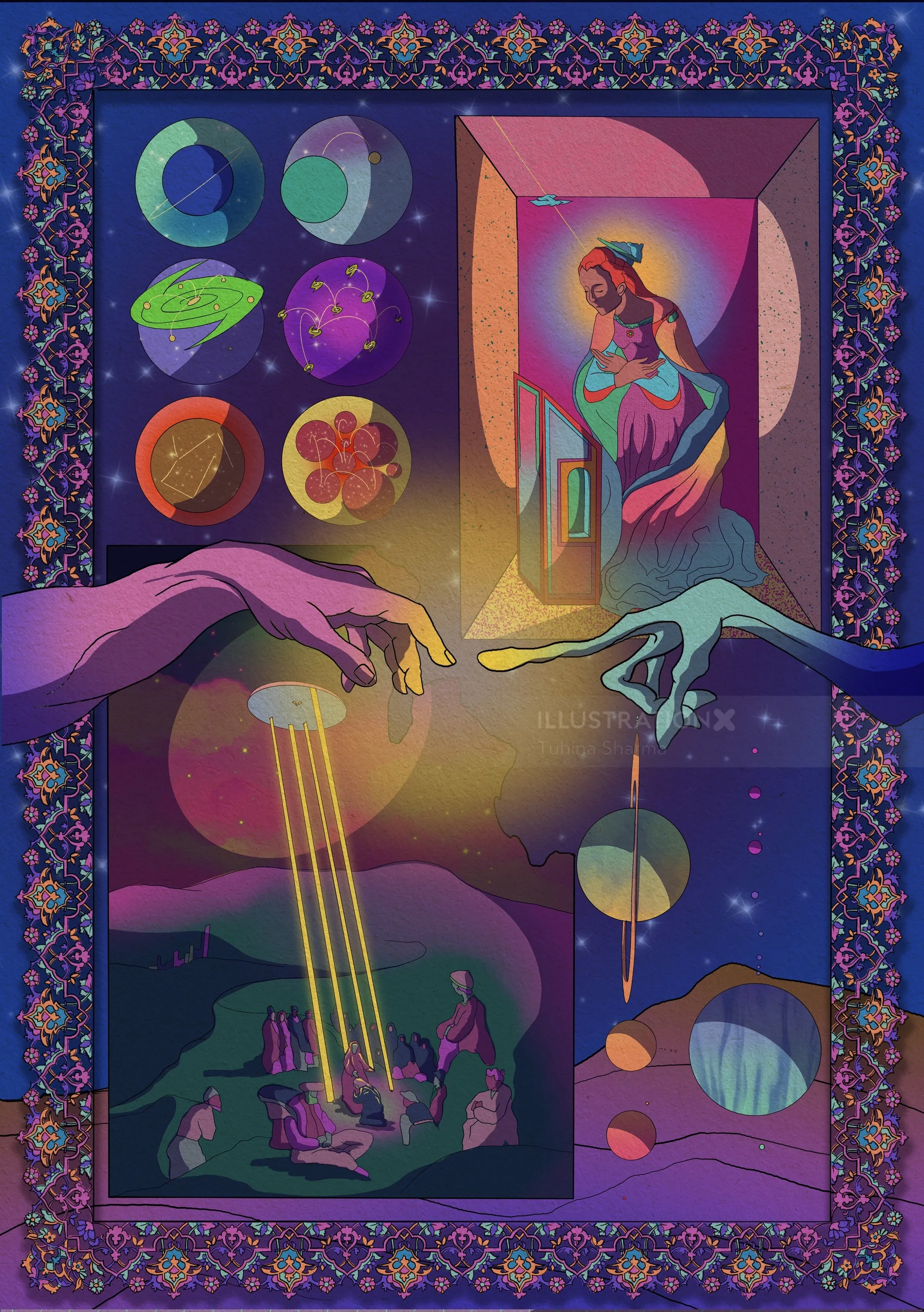 Visual representing unity and connection through cosmic imagery