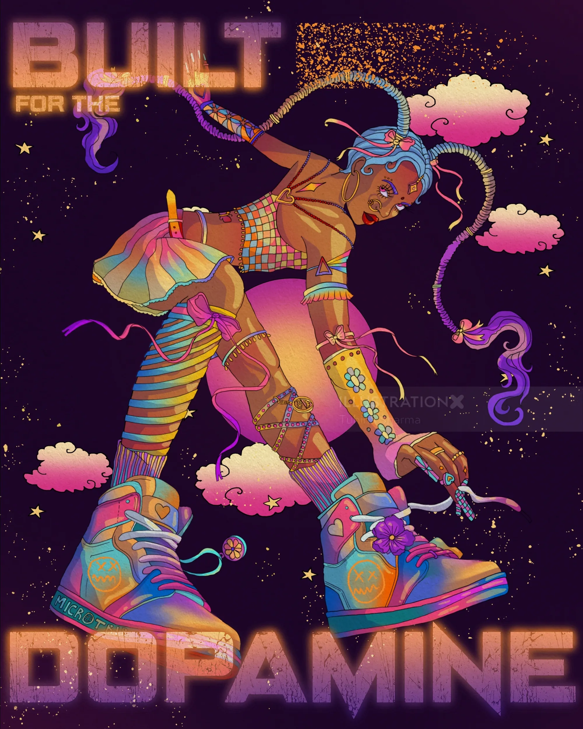 Artistic depiction of dancer in space inspired setting