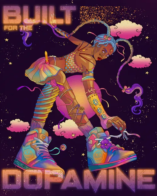 Artistic depiction of dancer in space inspired setting