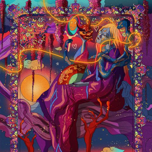 Elephant rider with intricate decorative borders