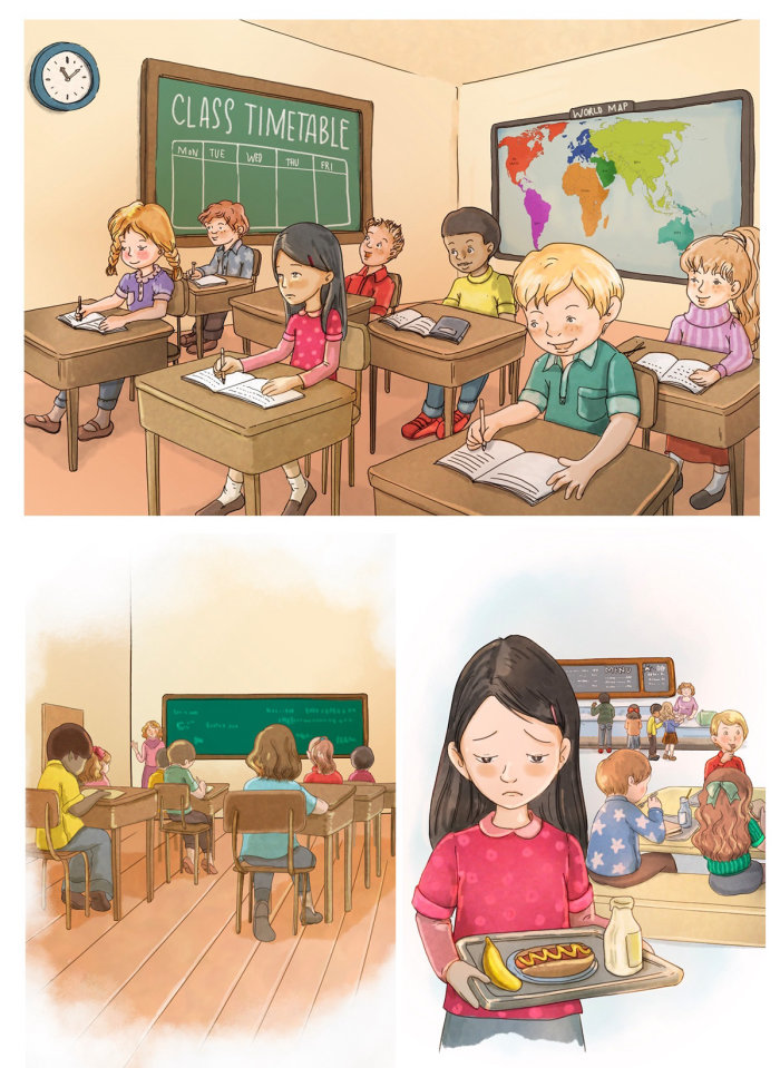 Graphic children in classroom
