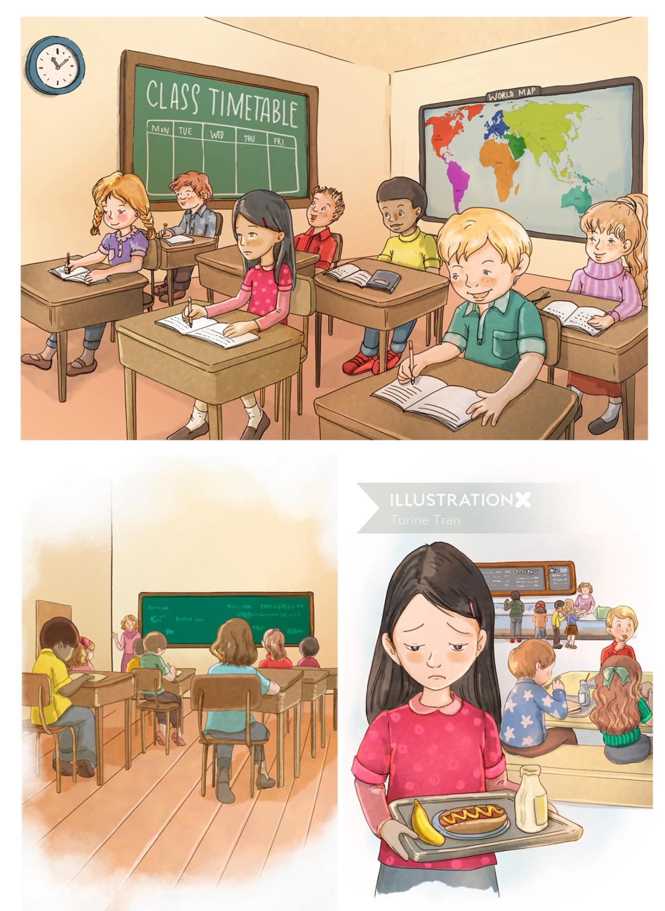 Enfants graphiques en classe