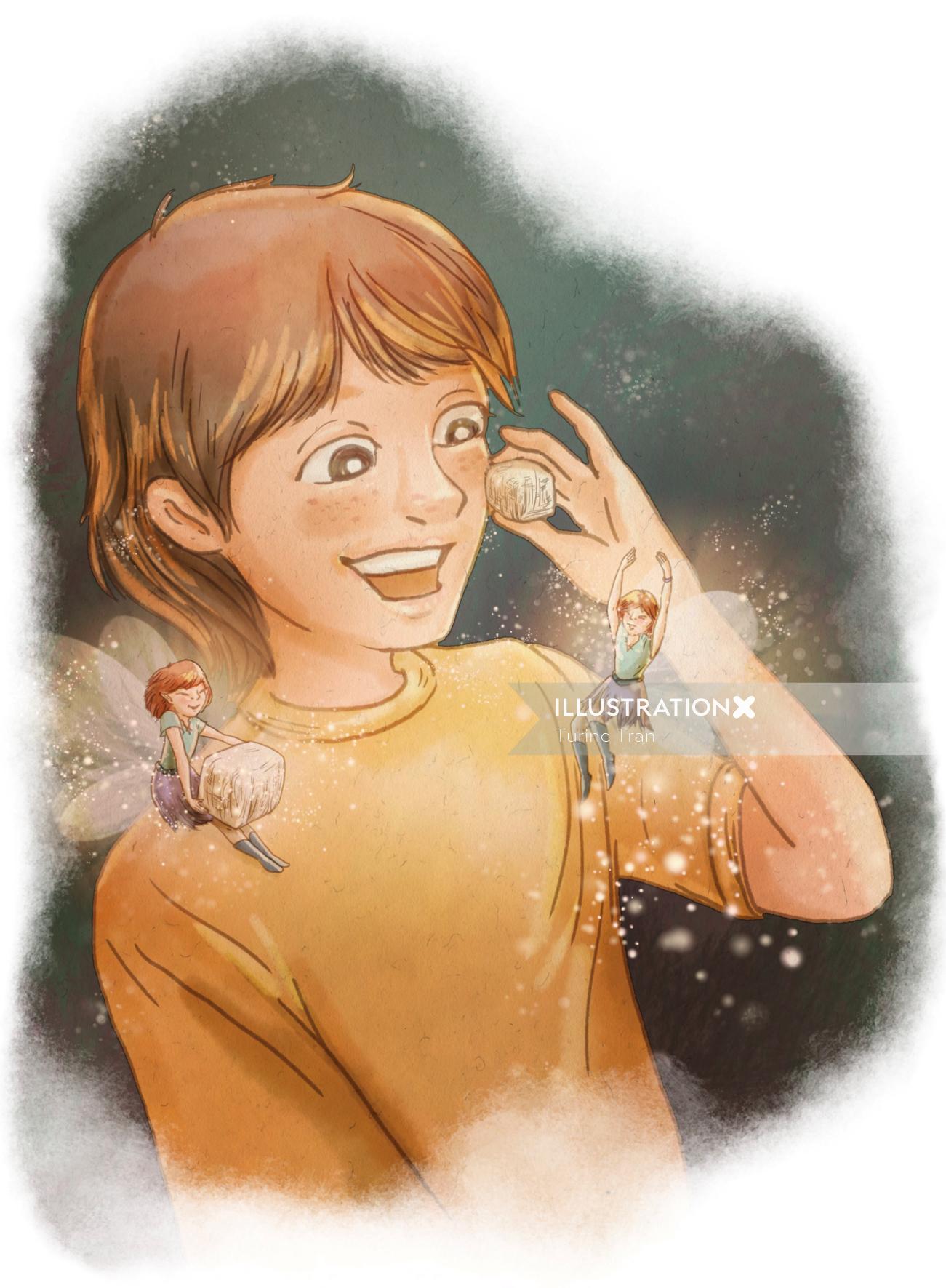 children girl with fairies
