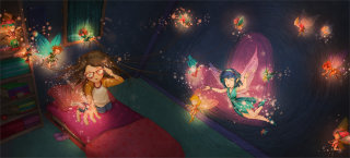 妖精と遊ぶファンタジー少女
