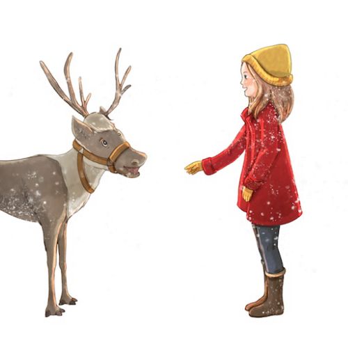 Children girl with reindeer
