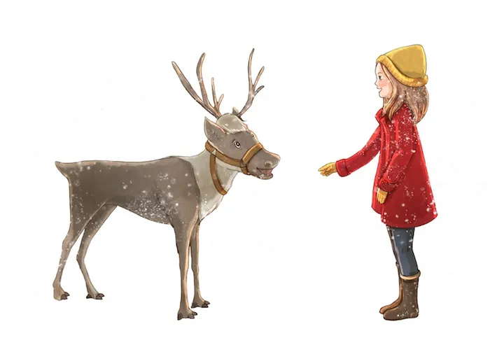 Children girl with reindeer
