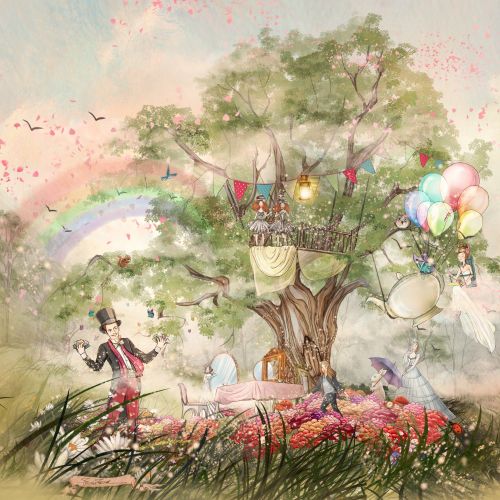 Whimsical tree party with balloons and lights by Turine Tran