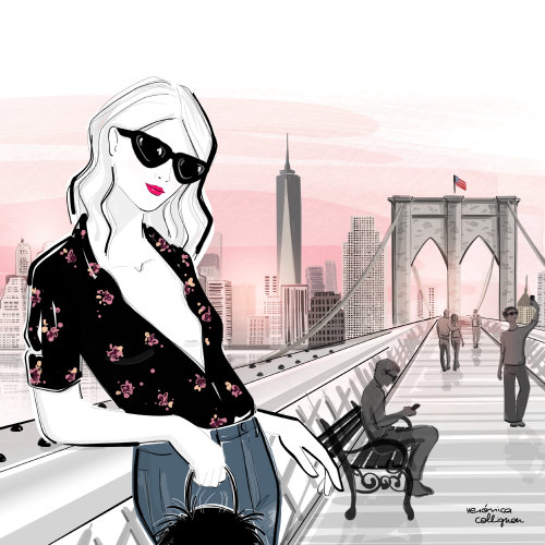 Fashion girl posing on bridge
