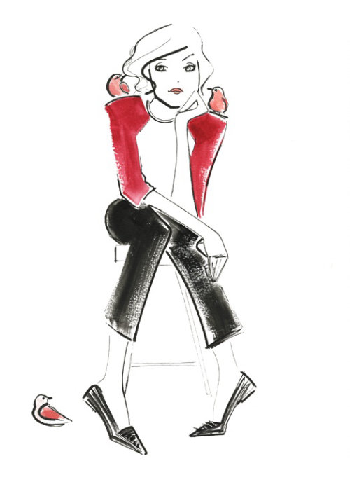 Woman in pink casuals, illustration by Veronica Collignon