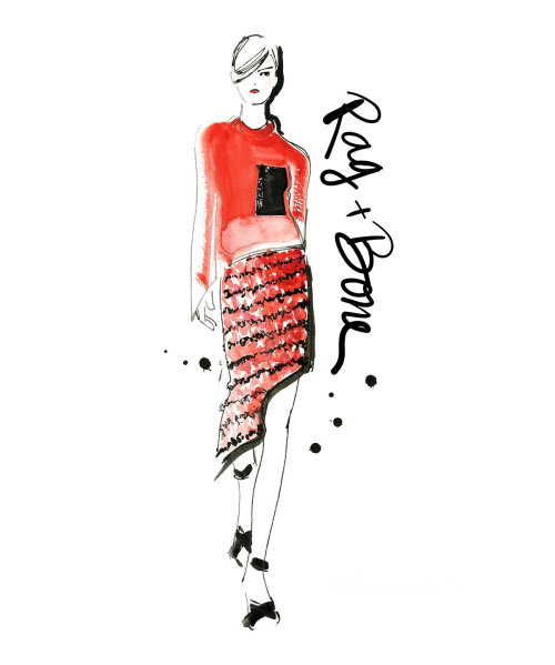 Lady in red causals | Fashion illustration style gallery