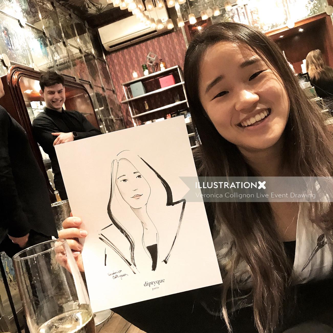 Live Event drawing smiley teenager sketch
