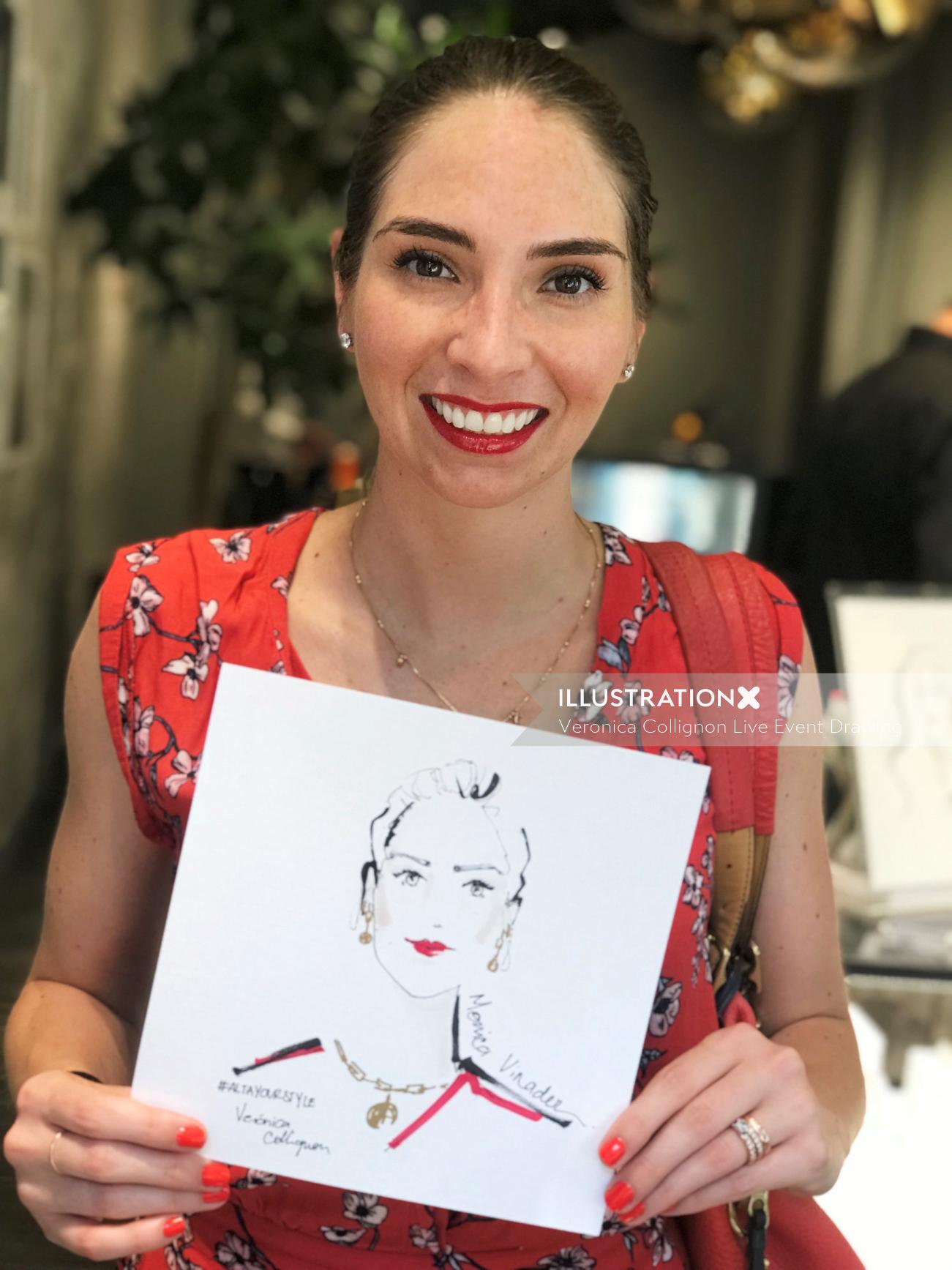 Live Event drawing smiley woman with sketch
