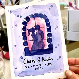 Valentines card with couple silhouette and stars by Veronica Collignon