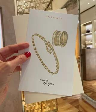 Bvlgari catalog showing necklace and rings illustrations