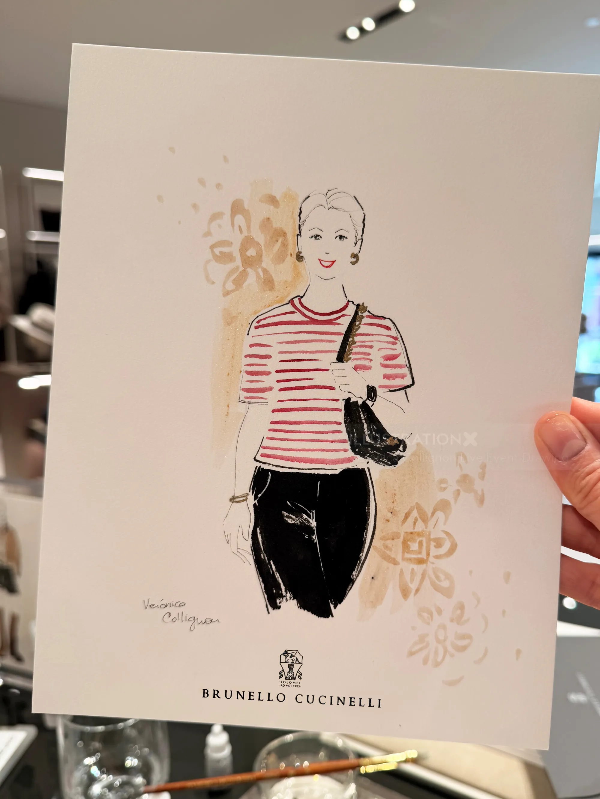 Veronica Collignon illustration of a woman wearing a striped top and black trousers