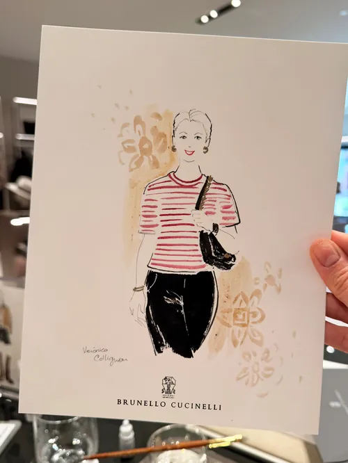 Veronica Collignon illustration of a woman wearing a striped top and black trousers