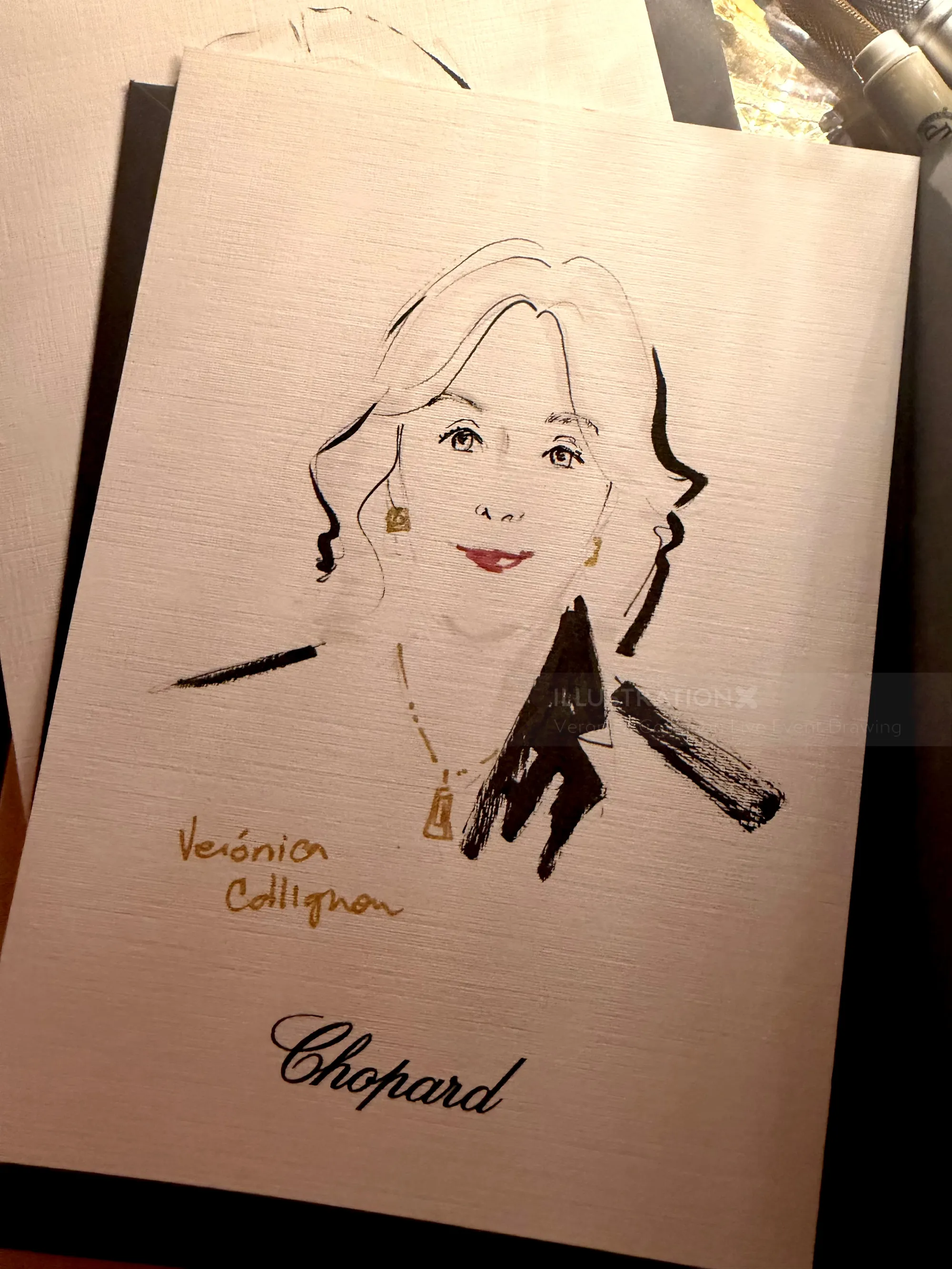 Portrait sketch by Veronica Collignon on textured paper