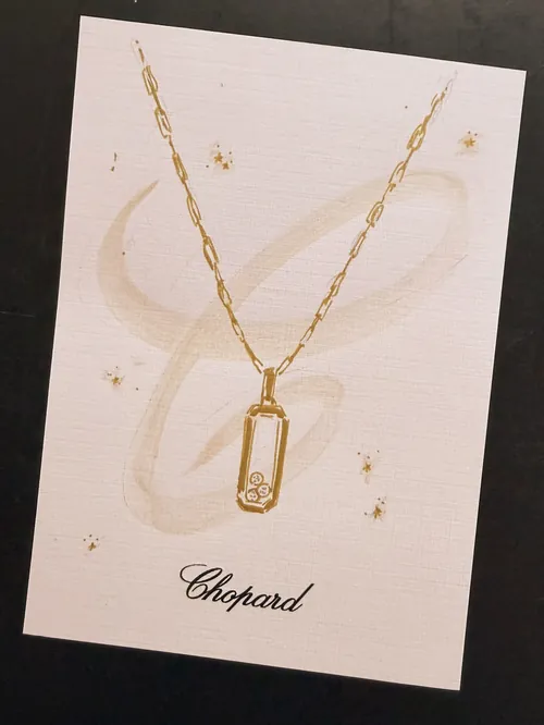 Veronica Collignon Live Event Drawing of a Chopard pendant necklace illustration