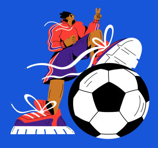 Diseño de personajes de un joven futbolista.