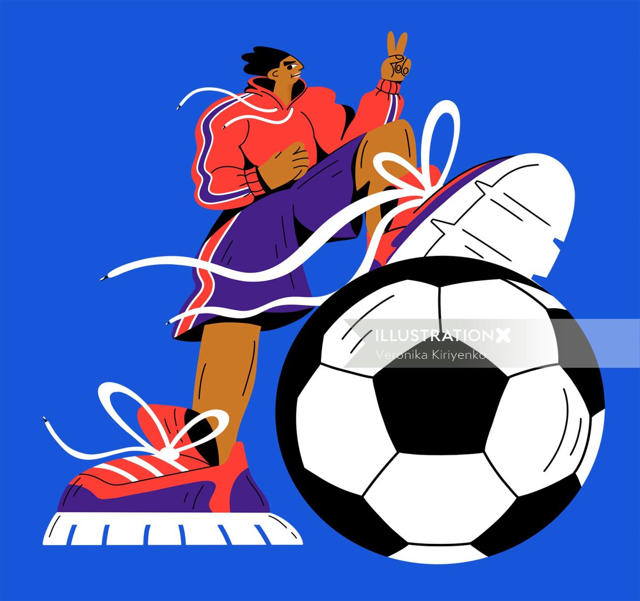 若い男子サッカー選手のキャラクター デザイン
