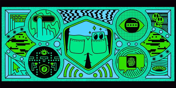 Abstract paper wallet design with security and technology motifs by Veronika Kiriyenko