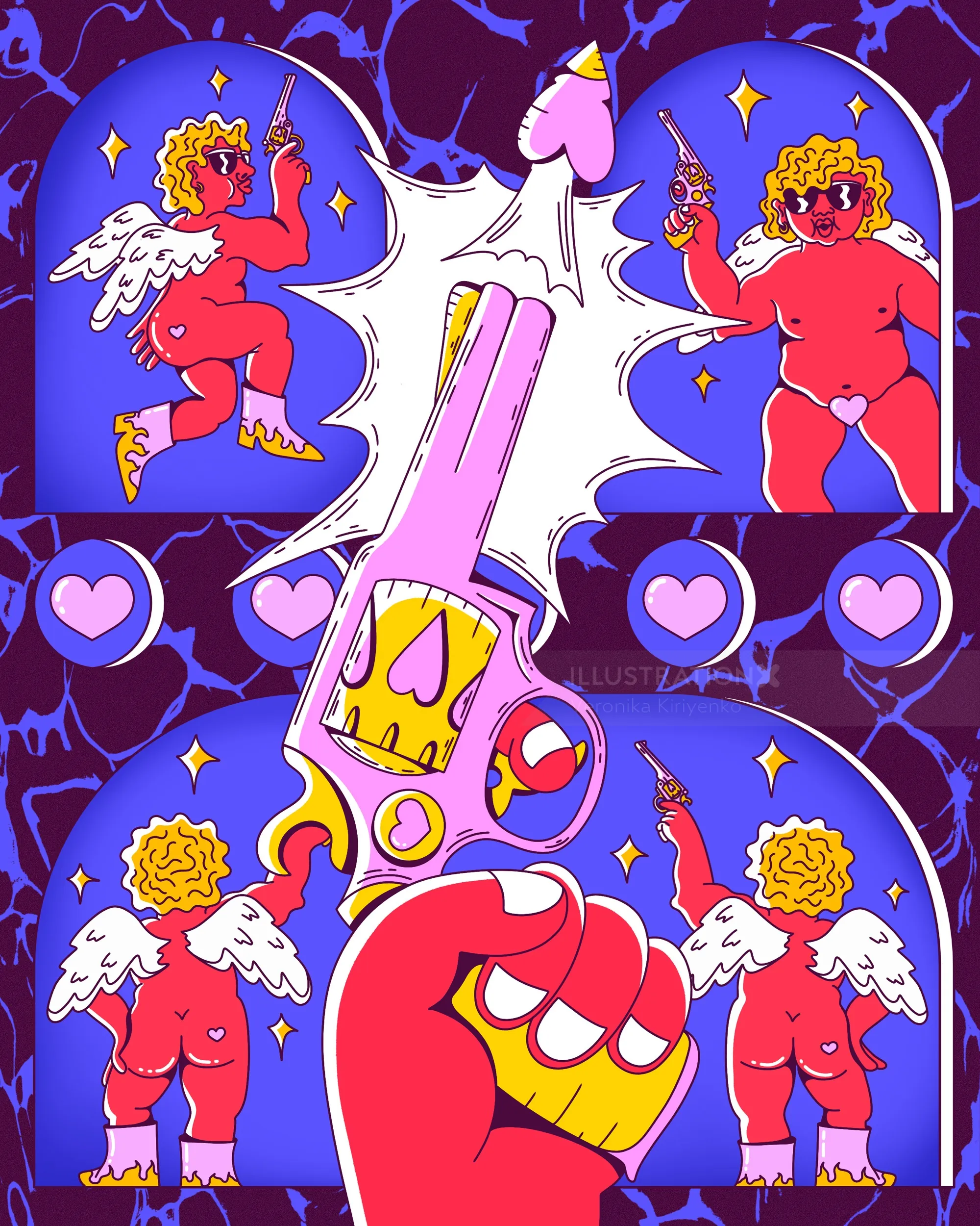Valentine's Day card with a comic kids theme