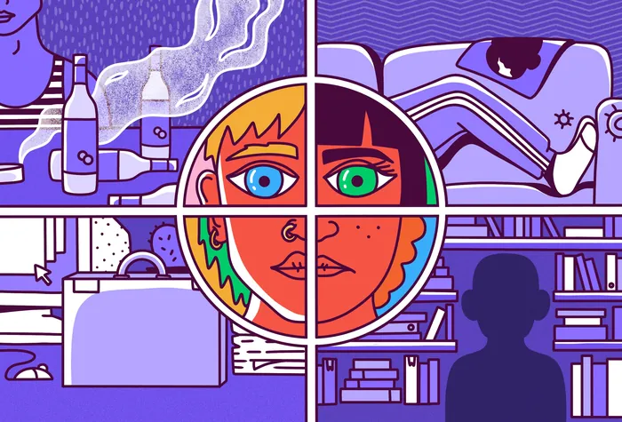 The picture is divided into four parts, each of which tells one of the four stories of unfortunate f